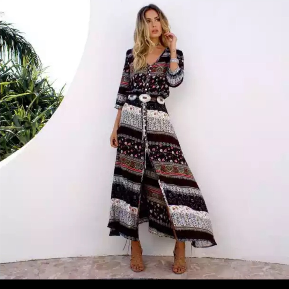 Boho Patterned Maxi Dress - Picture 2 of 8